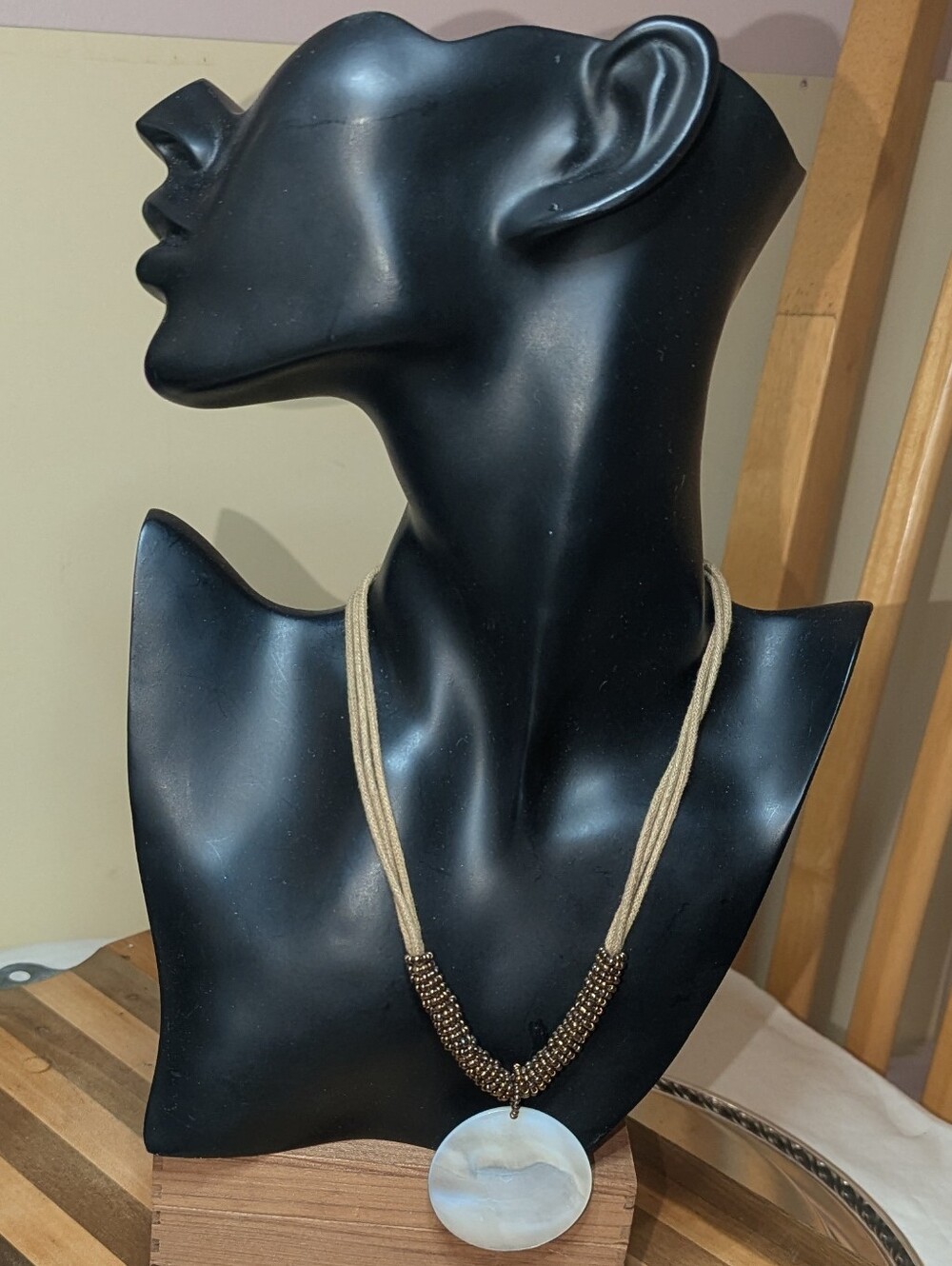 Lia Sophia Retired "Castaway" Reversible Mother of Pearl Necklace + FREE GIFT
